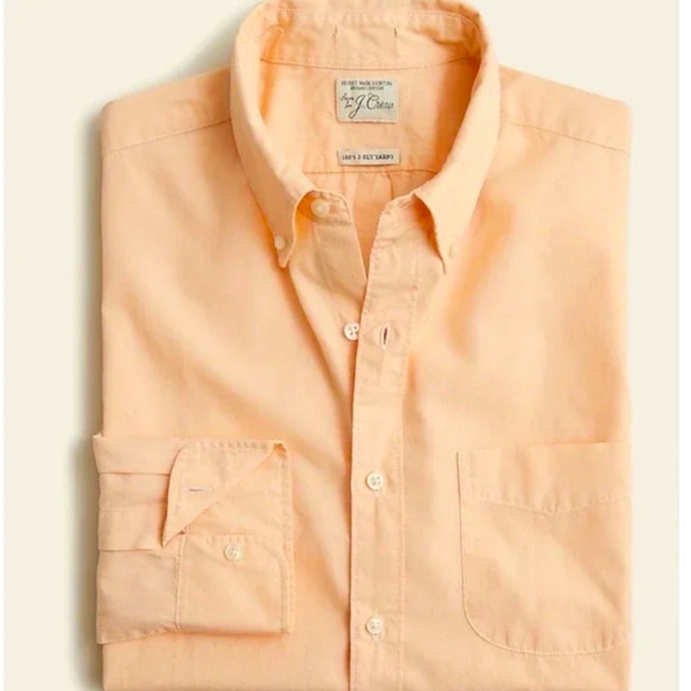J crew secret wash cotton poplin shirt orange blush end on end button down.